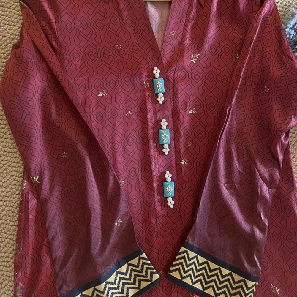 Sania Maskatiya Silk Kurta Kameez XS Latest